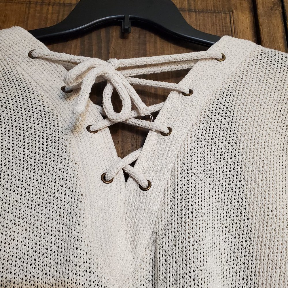Sadie & Love Cream Cardigan with Lace Up Back
